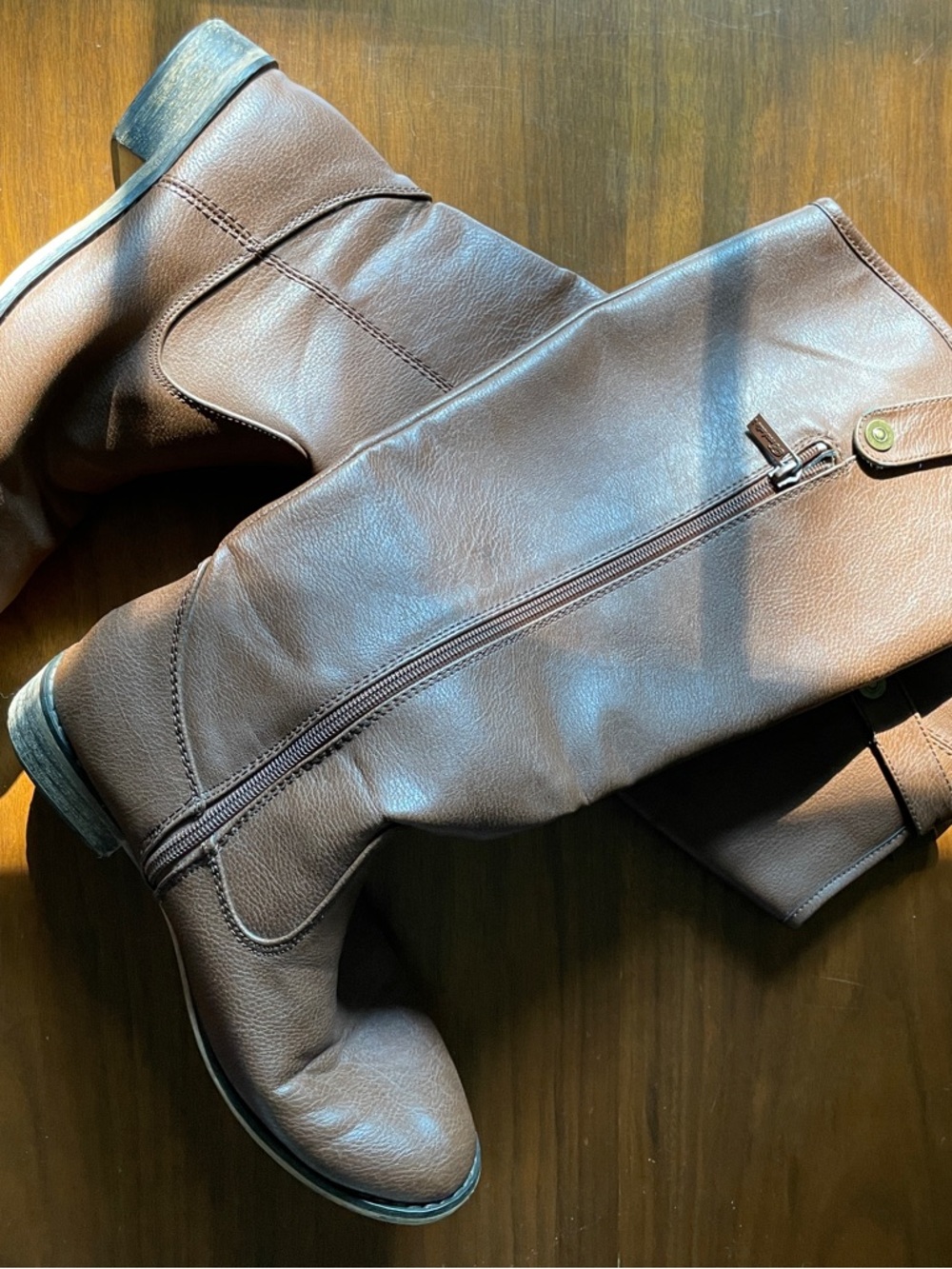 Tall Brown Faux-Leather Riding Boots Size 9